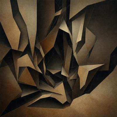 The primary subject of the image is a black and white drawing of a geometric pattern. The setting is a dark background, which contrasts with the intricate pattern. The visual style is a combination of digital art and illustration, creating a unique and artistic representation of the geometric design. The colors and mood of the image are predominantly dark and moody, with the black and white pattern adding a sense of depth and complexity to the overall composition.